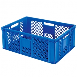 Durchbrochener Eurobehälter mit 4 Durchfassgriffen LxBxH 600x400x240 mm, 43 Liter, blau