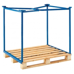 Aufsatzrahmen 3-fach stapelbar, blau RAL 5012, LxBxH 1200x1000x1000 mm, für Europaletten