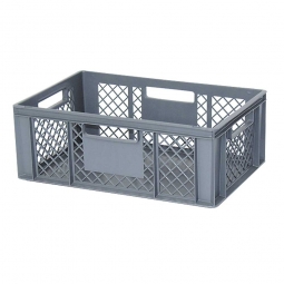 Eurobehälter mit 4 Durchfassgriffen, LxBxH 600x400x220 mm, 43 Liter, grau