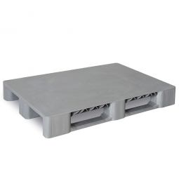 Schwerlastpalette im Euromaß mit 3 Kufen, LxBxH 1200x800x155 mm, Oberdeck geschlossen, grau