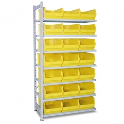 Anbauregal, verzinkt, HxBxT 2000x1000x515 mm, 7 Böden, 21 Sichtboxen LB 2 Farbe gelb