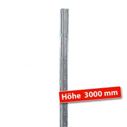 Schnellbau-Steck-Regalstütze, glanzverzinkt, H 3000 mm, inklusive Fußplatte