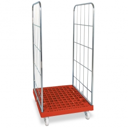 Gitterrollwagen für Eurobehälter, LxBxH 815x682x1660 mm, 2-seitig, rot