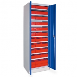 Schrank mit Regalkästen, blau, LxBxH 400x91x81 mm, Türen in enzianblau RAL 5010