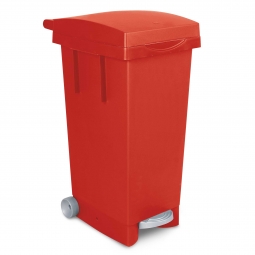 Tret-Abfallbehälter mit Rollen, BxTxH 370 x 510 x 790 mm, Inhalt 80 Liter, rot
