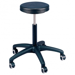 Arbeitsdrehhocker mit 5 Rollen, Sitz-Ø 330 mm, PU-Schaum schwarz