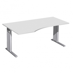 Schreibtisch PREMIUM höhenverstellbar, links, Lichtgrau/Silber, BxTxH 1600x800/1000x680-820 mm