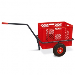 Handwagen mit Kunststoffkorb, H 410 mm, rot, LxBxH 1250x640x660 mm, Tragkraft 200 kg