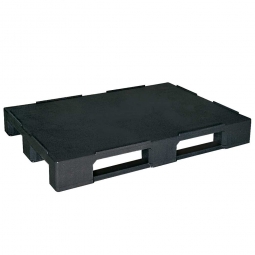 Kunststoffpalette im Euromaß mit 3 Kufen und Sicherungsrand, LxBxH 1200x800x150 mm, geschlossene Deckfläche, schwarz