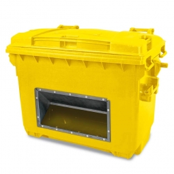Streugutbehälter mit Entnahmeöffnung, Inhalt 660 Liter, gelb, BxTxH 1360x765x1000 mm