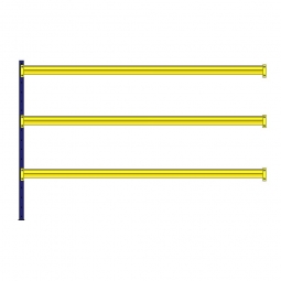 Weitspann-Steck-Anbauregal, mit 3 Holzbodenebenen, HxBxT 2000x3040x405 mm, Holzböden 25 mm stark, naturbelassen