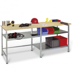 Arbeits- und Packtisch mit Arbeitsplatte, mit 3 Fachböden, BxTxH 2400 x 720 x 890 mm