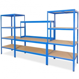 BRB-Clever-Werkstatt, BxTxH 3300x600x1800 mm, Tragkraft je Boden 50/265/350 kg, Stecksystem Spanplatte/Stahlblech, blau