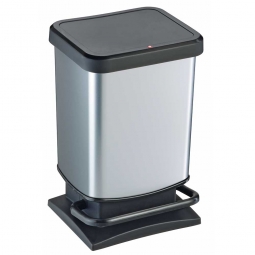 Tretabfalleimer, 20 Liter, BxTxH 266x293x457 mm, Deckel mit Absenkautomatik, Korpus silber