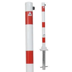 Absperrpfosten, sichtbare Höhe 900 mm, Rundrohr-Ø 60 mm, umklappbar Ausführung, mit Bodenhülse