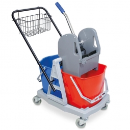 Reinigungswagen-Set "Profi", 2 Eimer je 17 Liter zum Trennen von Schmutz- und Frischwasser, Gratis: Ablagekorb