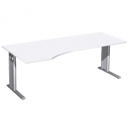 Schreibtisch PREMIUM höhenverstellbar, links, Weiß/Silber, BxTxH 2000x800/1000x680-820 mm