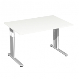 Schreibtisch ELEGANCE feste Höhe, Dekor Weiß, Gestell Silber, BxTxH 1200x800x720 mm