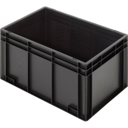 Leitfähiger Stapelbehälter, 2 Griffleisten, LxBxH 600x400x340 mm, 65 Liter, schwarz
