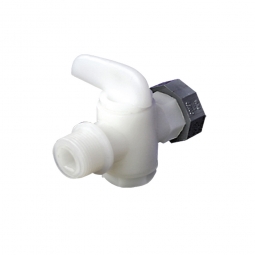 Ablaufhahn mit 3/4" Gewinde, Polyethylen naturweiß, Durchlauf NW 15,5 mm