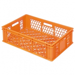 Durchbrochener Eurobehälter mit 4 Durchfassgriffen, LxBxH 600x400x170 mm, 33 Liter, orange