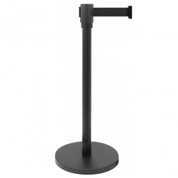 Personenleitsystem, Ständer ØxH 350/50x900 mm, Gurt BxH 1800x47 mm, Ständer schwarz/Gurt schwarz