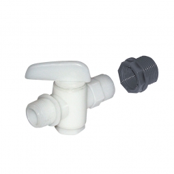 Ablaufhahn mit 3/4" Gewinde, Durchlauf NW 15,5 mm, Für Palettenboxen, Polyethylen naturweiß