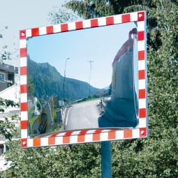 Verkehrsspiegel, BxH 800x600 mm, Edelstahl, für Innen und außen, max. Beobachterabstand 10 m, Gewicht 15 kg