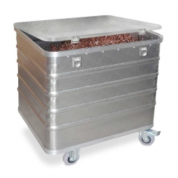 Transportwagen aus Leichtmetall, mit Deckel, 322 Liter, LxBxH 990x580x772 mm, Tragkraft 200 kg