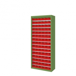 Schrank mit Sichtboxen, ohne Türen, BxTxH 700x300x1690 mm, resedagrün RAL 6011