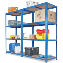 Schwerlast-Komplettregal, 4 Ebenen, Stecksystem, blau, Tragkraft 265 kg je Boden, BxTxH 1800x500x1800 mm