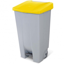 Tret-Abfallbehälter mit Rollen, PP, BxTxH 510x430x880 mm, 120 Liter, grau/gelb