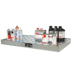 Kleingebindewanne mit Lochblech-Rost, Volumen 38 Liter, LxBxH 1850x600x60 mm, verzinkt