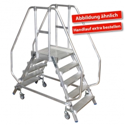 Leichtmetall-Podestleiter, Beidseitig besteigbar, mit 2x 4 Aluminiumstufen