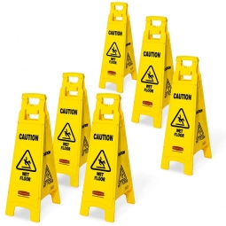 6er-Set Warnschild, 4-seitig -englischsprachig- "WET FLOOR", BxTxH 305x406x965 mm, klappbar