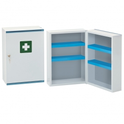 Verbandschrank aus Stahlblech, ohne Inhalt, BxTxH 320x190x450 mm, perlweiß