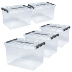 Clipboxen-Set aus Polypropylen, 5-teilig, 5x 22 Liter, LxBxH 400x300x260 mm