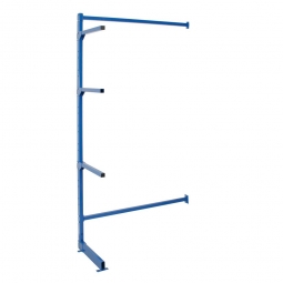 Kragarm-Anbauregal, BxTxH 1030x450x1950 mm, 3 Arme mit Abrollsicherung, Farbe blau