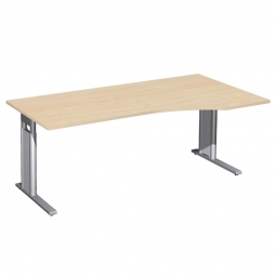 Schreibtisch PREMIUM höhenverstellbar, rechts, Ahorn/Silber, BxTxH 1800x800/1000x680-820 mm