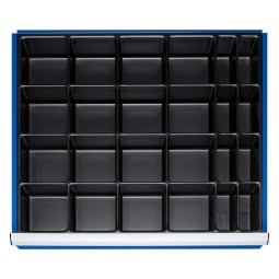 Kleinteileeinsatz für Schublade, BxT 490x560 mm, Fronthöhe 60-90 mm, 24 Fächer