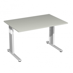 Schreibtisch ELEGANCE feste Höhe, Dekor Lichtgrau, Gestell Silber, BxTxH 1200x800x720 mm