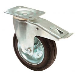 Transportgeräte-Lenkrolle mit Feststellbremse, Rad-ØxB 125x37 mm, Tragkraft 150 kg, schwarz