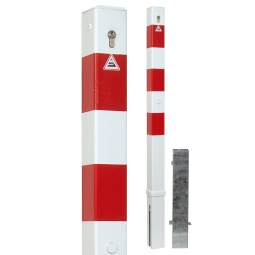 Absperrpfosten, sichtbare Höhe 900 mm, Vierkant 70x70 mm, herausnehmbare Ausführung, mit Bodenhülse