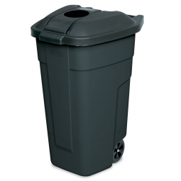 Fahrbare Tonne - 100 Liter mit Einwurföffnung im Deckel, BxTxH 510x550x850 mm, Korpus schwarz/Deckel schwarz