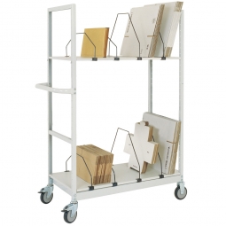Kartonagen-Wagen, 2 Ladeflächen mit Bügel, BxTxH 1000x500x1250 mm, lichtgrau