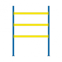 Palettenregal für 12 Europaletten, BxTxH 2925x1100x4000 mm, Tragbalkenebenen mit 38 mm Spanplattenböden, Fachlast 2900 kg/Tragbalkenpaar