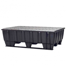Sicherheits-Auffangwanne aus schwarzem Kunststoff, LxBxH 1220x820x390 mm, mit 2 Kufen