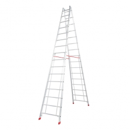 Alu-Sprossen-Doppelleiter mit 2x 16 Sprossen, Leiterhöhe 4480 mm, max. Arbeitshöhe 6150 mm