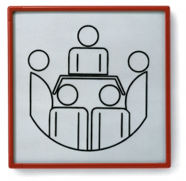 Türschild "Rom", rubinrot RAL 3003, 155x155 mm