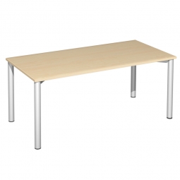 Schreibtisch Komfort, Gestell silber, Dekor Ahorn, BxTxH 1800x800x720 mm